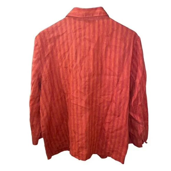Harve Benard by Benard Holtzman Linen Stripe Blouse 10 - Picture 2 of 5
